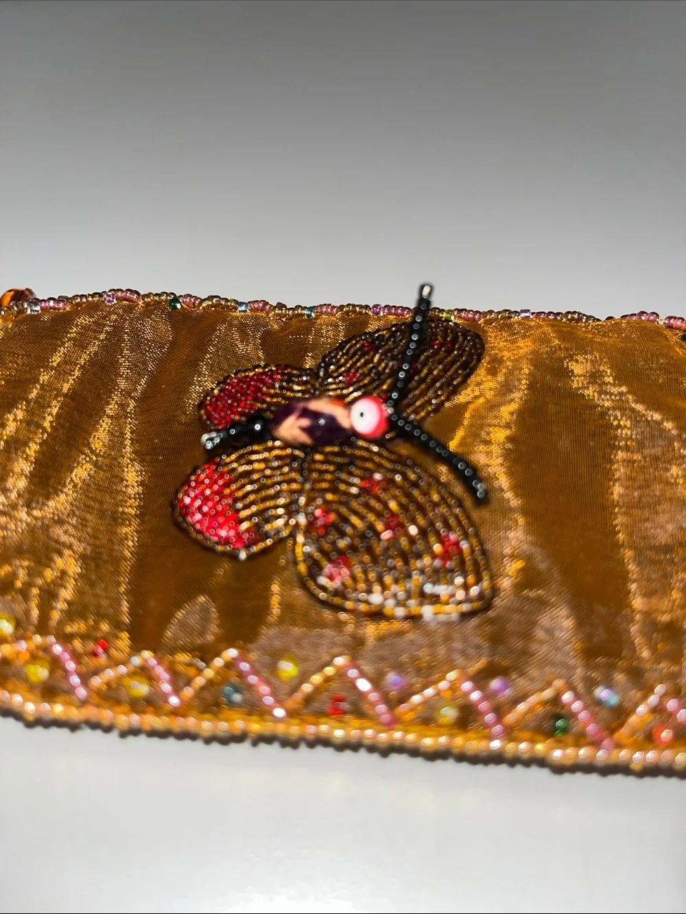 Source Unknown Brown Beaded Fringe Phone Case Charm w/ butterfly